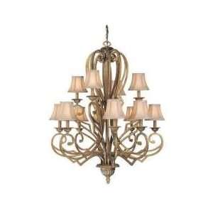  Avignon 12L Chandelier Gilded Umber w/ Silk Shade