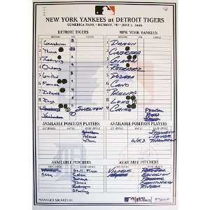  Yankees at Tigers 6 1 06 Game Used Lineup Card Sports 