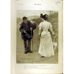  1897 Sketch Countryman Lady Gents Judge Comedy Print