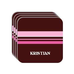 Personal Name Gift   KRISTIAN Set of 4 Mini Mousepad Coasters (pink 