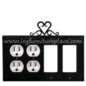   Wrought Iron Heart Quad Outlet/Outlet/GFI/GFI Cover