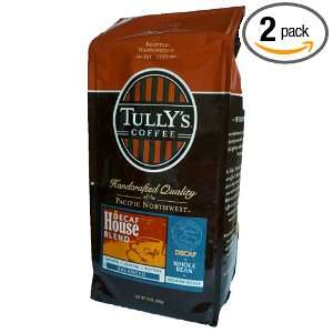 Tullys Coffee Decaffeinated House Blend, Whole Bean, 12 Ounce Bags 