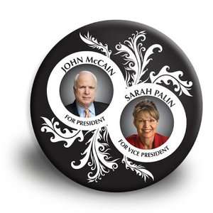  McCain and Palin Black and White Photo Button   3 