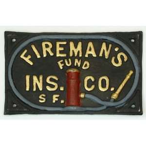  Firemans Fund Ins Co Cast Iron Plaque 