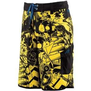 Slippery Sailors Ruin Boardshorts , Color Yellow, Size 30 3230 0089