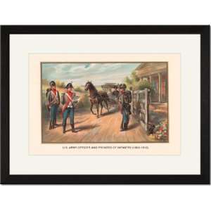  Framed/Matted Print 17x23, Officer and Privates of Infantry 1802 1810