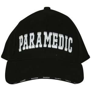 Black Paramedic Embroidered Deluxe 3 D Ball Cap   Adjustable Hat