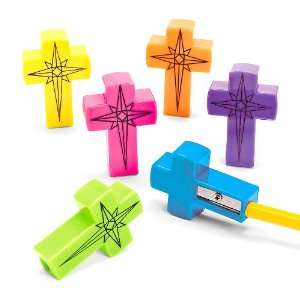  Colorful Cross Shaped Pencil Sharpeners (2 dz) Office 