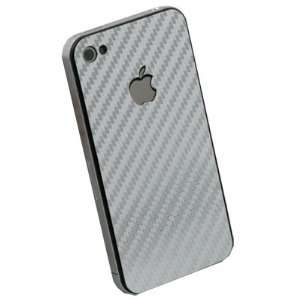  Matts Carbon Fiber Sticker For Apple iPhone 4G Silver 