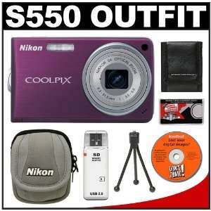  Nikon Coolpix S550 10 Megapixel Digital Camera (Plum) with 