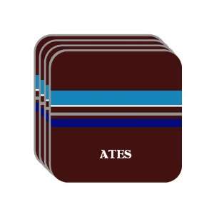 Personal Name Gift   ATES Set of 4 Mini Mousepad Coasters (blue 