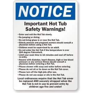  Notice Important Hot Tub Safety Warnings Laminated Vinyl 