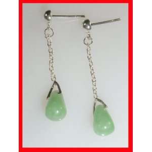   Jade Dangle Earrings Sterling Silver .925 #1084 Arts, Crafts & Sewing