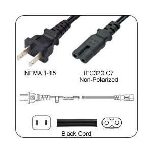   15 Plug to IEC 60320 C7 Connector 2 Meter ~ 6 Feet 10a/125v 18/2 SPT 2