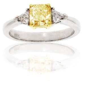  1.04ct Natural Fancy Yellow Three Stone Diamond Engagement 