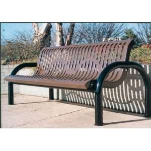  Modern Style 4Ft Bench with Contoured Back and Arms, Ribbed Steel 