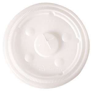  12, 16, 21, 22, 24 oz. Natural Plastic Lid with Straw Slot 