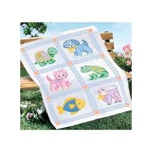  Toy Animals Baby Quilt Top Stamped Cross Stitch Kit