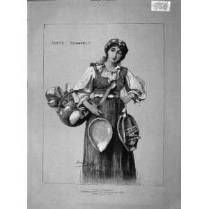   1892 Venetian Bowl Seller Udine Casse Sculieri Woman