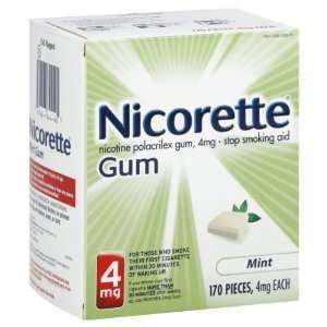  Nicorette Stop Smoking Aid, 4 mg, Gum, Mint, Refill, 168 