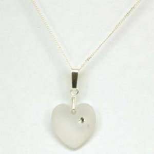  16mm Crystal Matte Heart Pendant on 18 Chain Jewelry