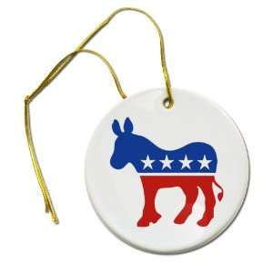 Democrat Donkey Liberal Politics 2 7/8 inch Hanging Ceramic Ornament