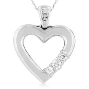   White Gold 0.26 Carat Diamond Heart Pendant with 18 Chain Jewelry