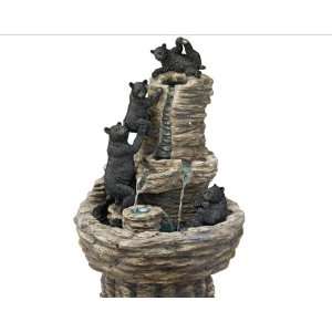   Exotic Classic Water Black Bears Sculpture Statue Home Garden Fountain