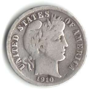  1910 D U.S. Liberty Head (Barber) Dime Coin   90% Silver 