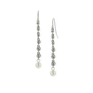   White Pearl Drop Long Earrings by 1928 Jewelry 