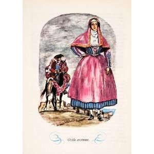  1950 Photolithograph Osilo Italy Sardinia Costume Fashion 