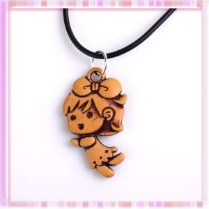 Lovely Little Girl Cartoon Acrylic Pendant Hide Rope Necklace Chain 1 