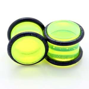  Green Acrylic Plain UV Double O Ring Ear Gauges Plugs ~ 0G 