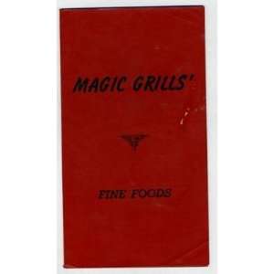   Magic Grills Fine Foods Menu Atlanta Georgia 1930s 
