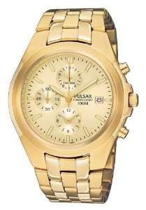 Pulsar Mens PF8210 Chronograph Gold Tone Stainless Steel 