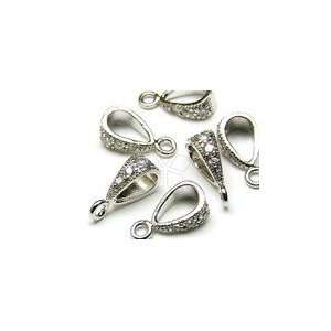  10 Silver Tone Sparkle Bails Jewelry Bail Connectors 15x6 
