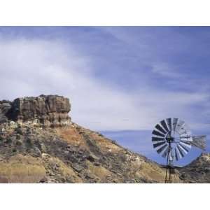 Windmill and Cliffs of Palo Duro Canyon State Park, Texas, USA Premium 