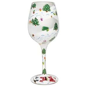  Lolita Holiday Glassware Wine   Skiing Santa Kitchen 
