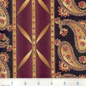  45 Wide Royal Windsor Paisley Stripe Burgundy Fabric By 