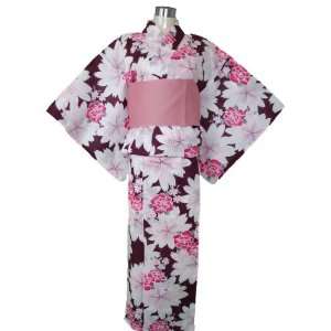  Kimono Yukata White & Red Flowers + Obi Belt Toys & Games
