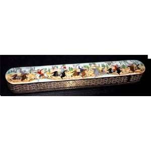  Persian Khatam Inlay Oblong Decorative Jewelry Pencil Box 