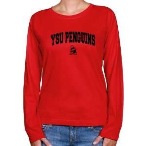 Youngstown State Penguins Ladies Red Logo Arch Classic Fit T shirt 