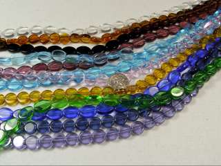 12 STRANDS ASSORTED MULTICOLOR FLAT GLASS BEAD LOT (BD 237)  