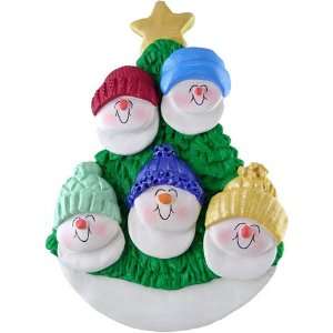  3296 Snowmen in Tree Family of 5 Personalized Christmas 