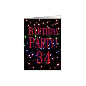  34th Birthday party invitation with fireworks Card Toys 