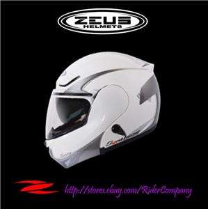 ZEUS ZS 3000A Glossy GG6 White Modular Flip Up Helmet QRB size X Large 