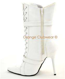 PLEASER Womens Stilettos White Ankle High Boots Heels 885487218885 