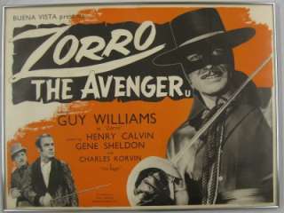 Zorro The Avenger Original 1958 Movie Poster Disney Guy Williams 40x30 