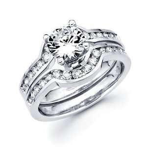  Size  5   3/4 ct Diamond 18k White Gold Engagement Wedding Ring 