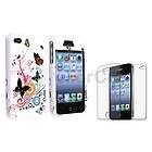 New Purple Butterfly Rubberized Carving Hard Skin Case Cover iPhone 4G 